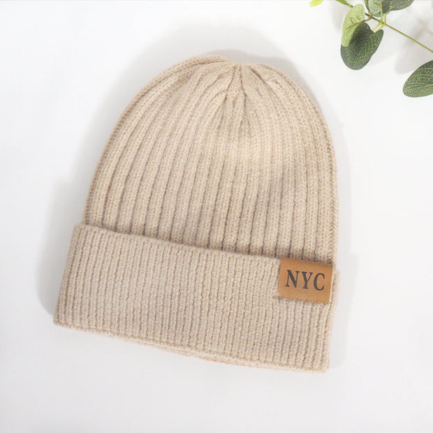 Casual and versatile NYC letter wool knitted hat Japanese style