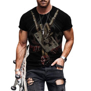 Casual round neck short sleeve digital print pullover men's T-shirt