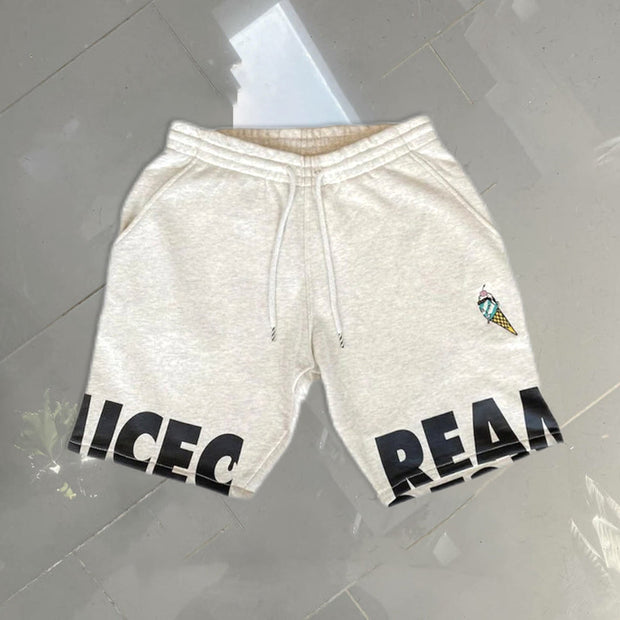 Ice Cream Letter Print Track Shorts