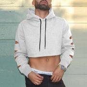 Street hole personality multi-color solid color short hooded sweater