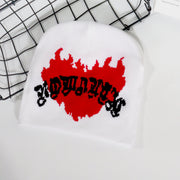 Trendy pullover love flame jacquard knitted hat