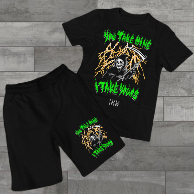 Skull Short Sleeve Two Piece Set