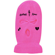 Cross broken heart knitted three hole hat