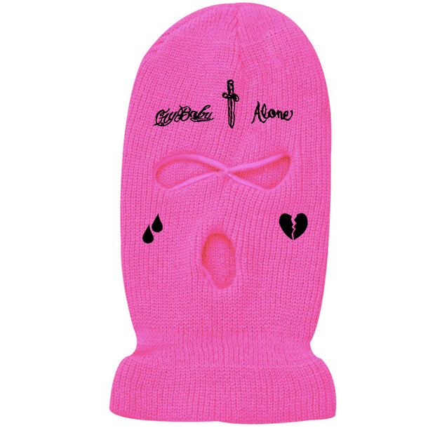Cross broken heart knitted three hole hat