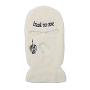 Embroidered warm letter wool hat outdoor windproof hip-hop mask head cover three-hole knitted hat