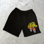Cherry Skull Graphic Print Elastic Shorts
