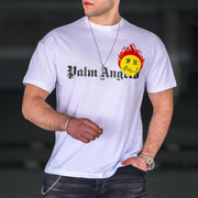 Fashion printed flame hip-hop street short-sleeved T-shirt