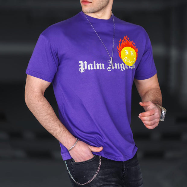 Fashion printed flame hip-hop street short-sleeved T-shirt