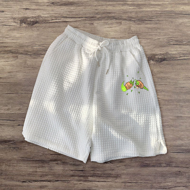 Fashionable personality printed sports waffle shorts