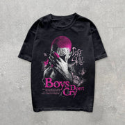 Retro trend print street T-shirt