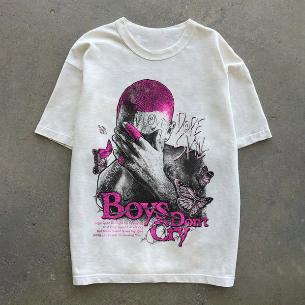 Retro trend print street T-shirt