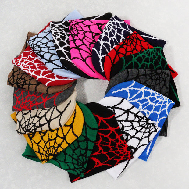 Spider web Y2K jacquard hat for men and women