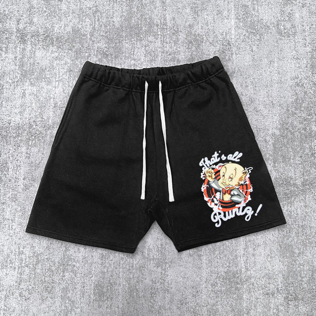 Street Piggy Print Track Shorts