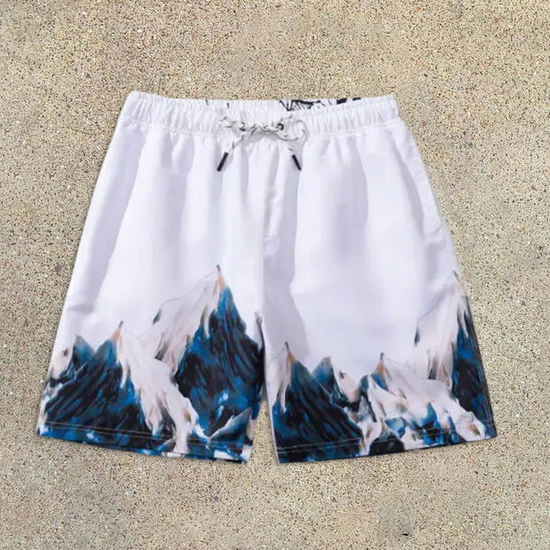 Scenic Graphic Print Drawstring Shorts