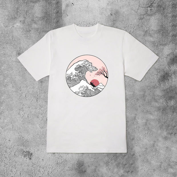 Seaside retro fashion short-sleeved T-shirt