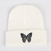 Butterfly embroidery knitted hat hip hop woolen cap warm cap cold cap