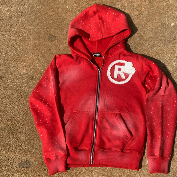 Personalized Street Style Applique Zip-Up Hoodie