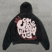 Come Run With Us Print Long Sleeve Hoodies
