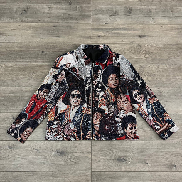Street Style Figure Print Long Sleeve Zipped Jacket