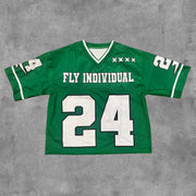 Fly Individual NO.24 Print Short Sleeve V-neck T-Shirt