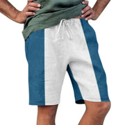 Men's Linen Colorblock Lace-Up Beach Shorts