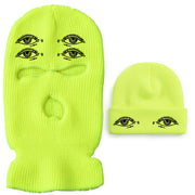 Eyes three-hole couple knit hat