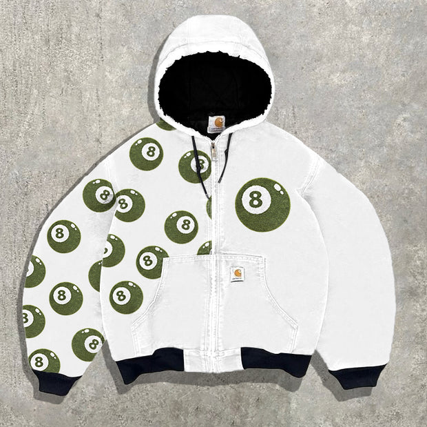 Street Retro 8 Ball Zipper Jacket