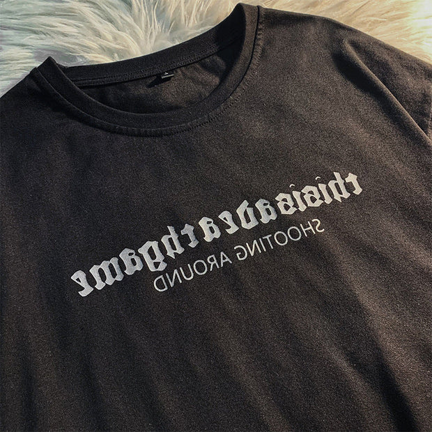 hiphop street hip hop retro checkerboard short-sleeved T-shirt