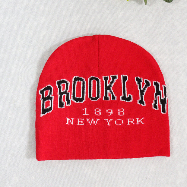 Woolen hat English letter knitted hat men and women warm hat