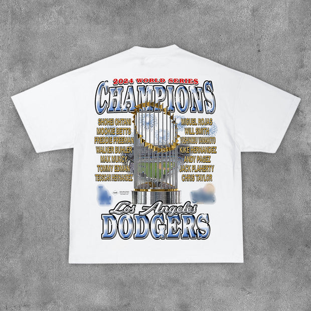Sports Champion Team Print Short Sleeve T-Shirt
