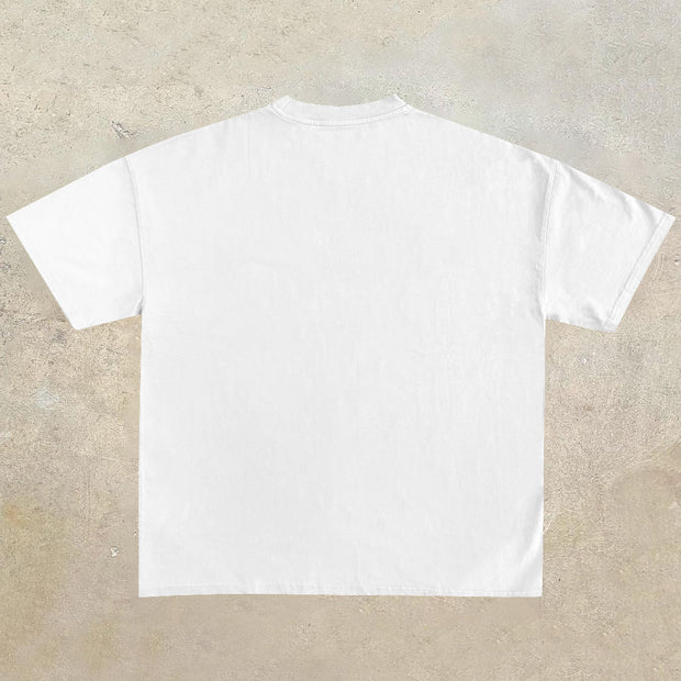 Retro casual trendy brand print short-sleeved T-shirt