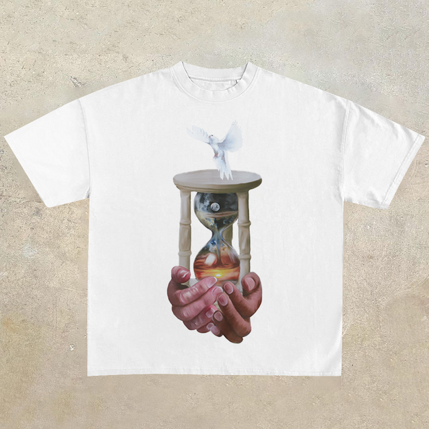 Retro casual trendy brand print short-sleeved T-shirt