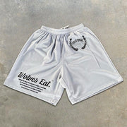 Lightning Slogan Graphic Print Elastic Shorts