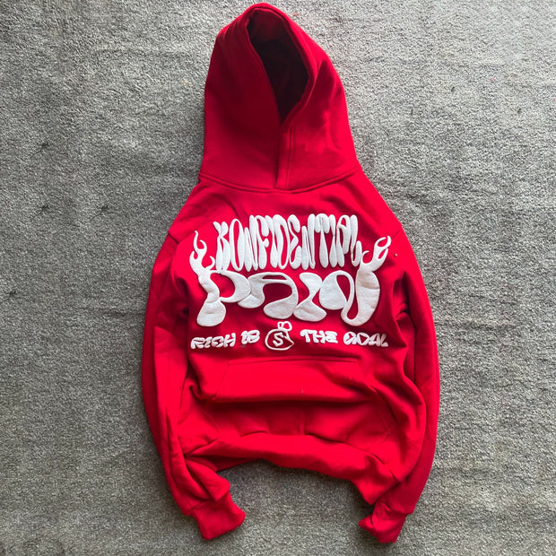 Casual Street Retro Print Hoodie