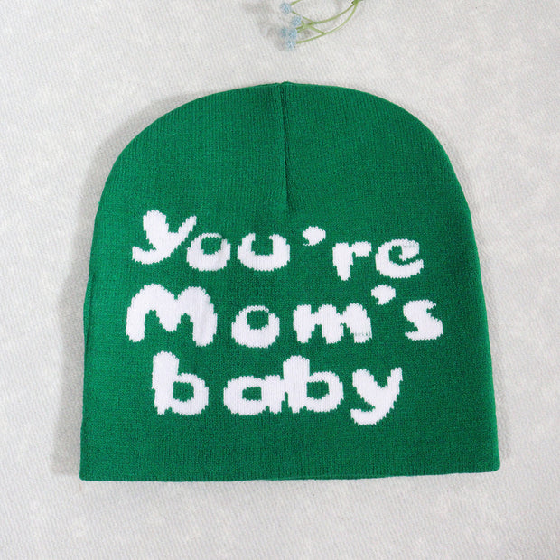 Knitted pullover English letter Y2K jacquard men's and women's hats