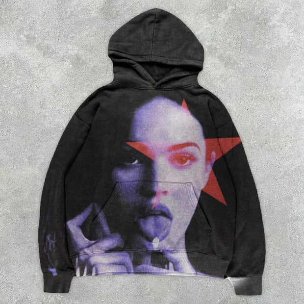 statement street print graphic hoodie