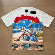 Holiday Skull Print Crew Neck T-Shirt