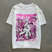 Vintage Print Street Hip Hop Short Sleeve T-Shirt