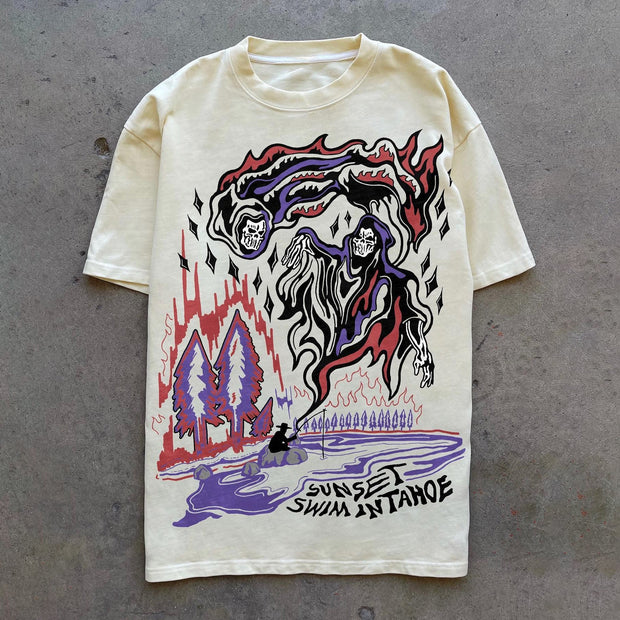Casual Personality Street Style Printed Short Sleeve T-Shirt