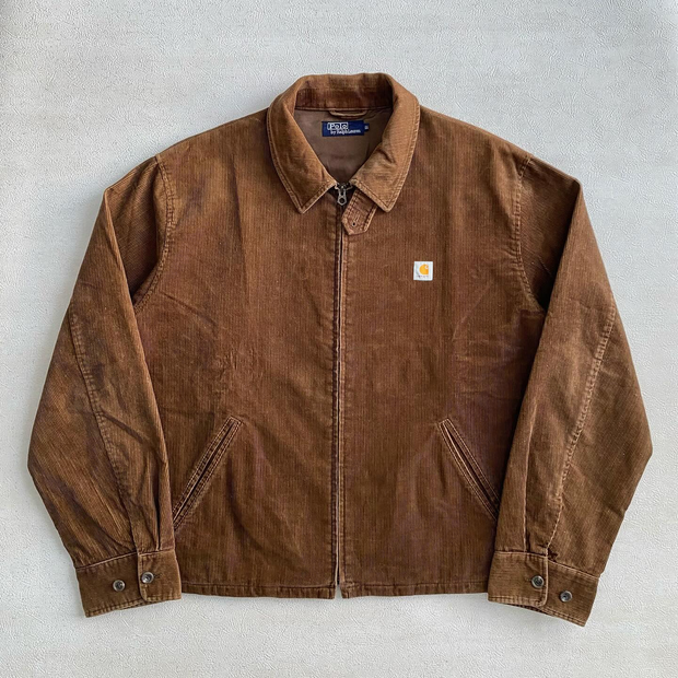 Corduroy Lapel Zip-Up Jacket