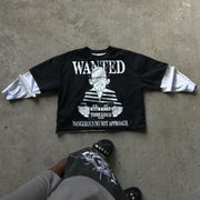 Prison Break Casual Street Fake Two-Piece Long Sleeve T-Shirt