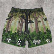 Retro personality trendy street mesh shorts