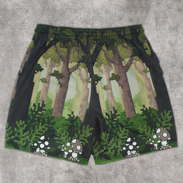 Retro personality trendy street mesh shorts