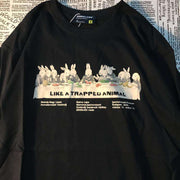 American retro cartoon print short-sleeved t-shirt