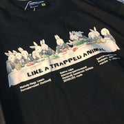 American retro cartoon print short-sleeved t-shirt