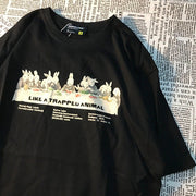 American retro cartoon print short-sleeved t-shirt