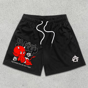Little Devil Graphic Print Elastic Shorts