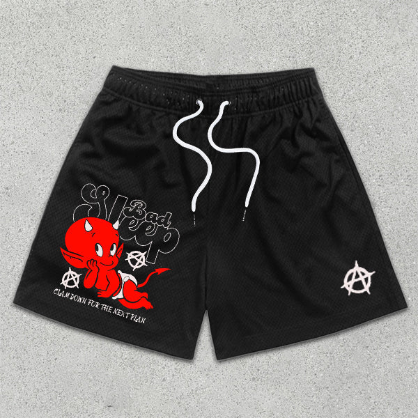 Little Devil Graphic Print Elastic Shorts