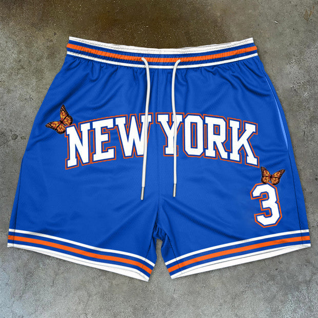 New York butterfly print street shorts