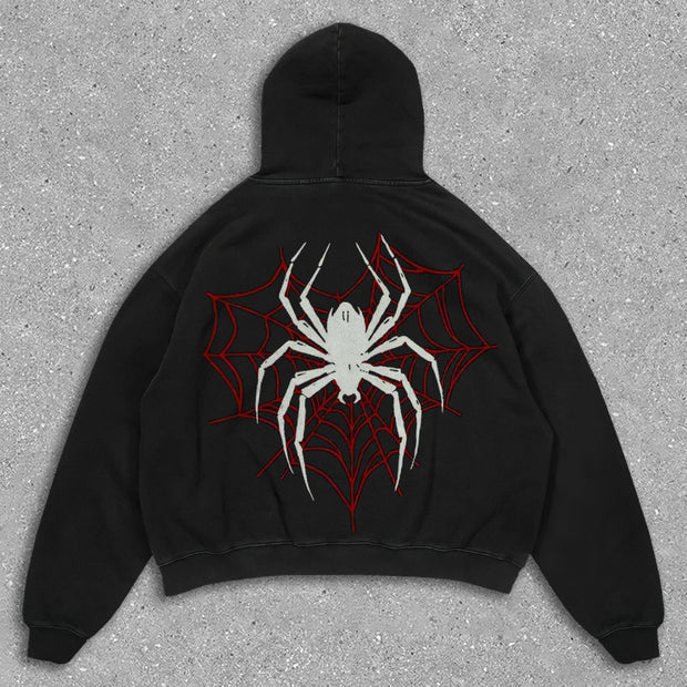 Stylish Solid Color Spider Hoodie